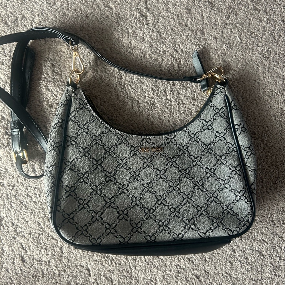 Elegant Black and Gray Shoulder Bag by Nine West